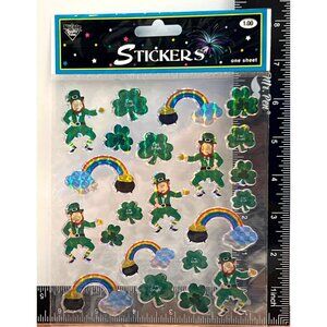 NICOLE STK159 ST. PATRICKS DAY HOLOGRAPHIC STICKERS LEPRECHAUN POT OF GOLD